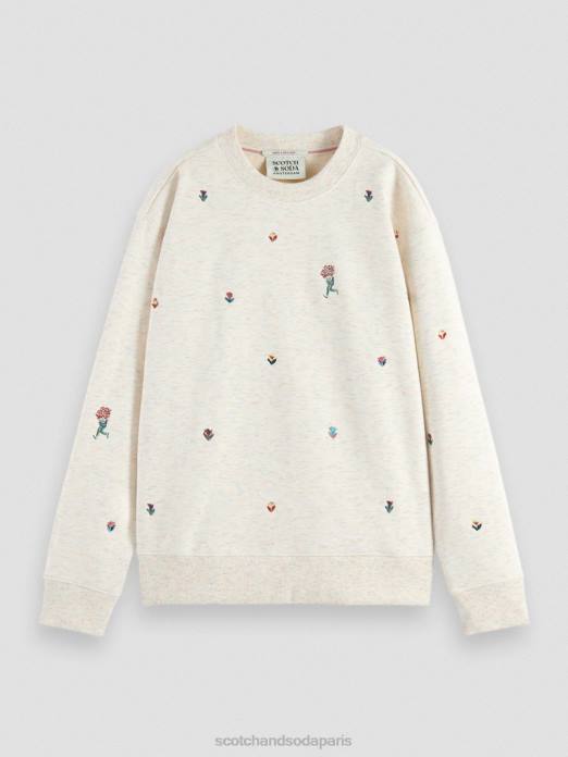 Scotch & Soda femmes sweat-shirt décontracté à broderies mélange blanc vanille vêtements 4HB4183