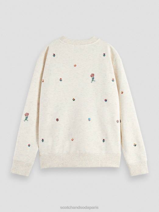 Scotch & Soda femmes sweat-shirt décontracté à broderies mélange blanc vanille vêtements 4HB4183
