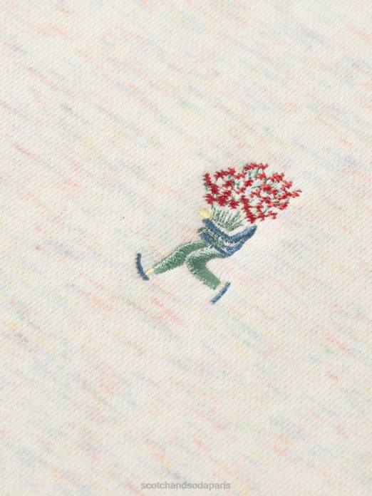 Scotch & Soda femmes sweat-shirt décontracté à broderies mélange blanc vanille vêtements 4HB4183