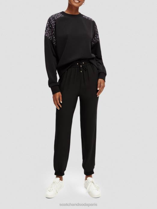Scotch & Soda femmes sweat-shirt à empiècement matelassé coupe décontractée noir vêtements 4HB4210