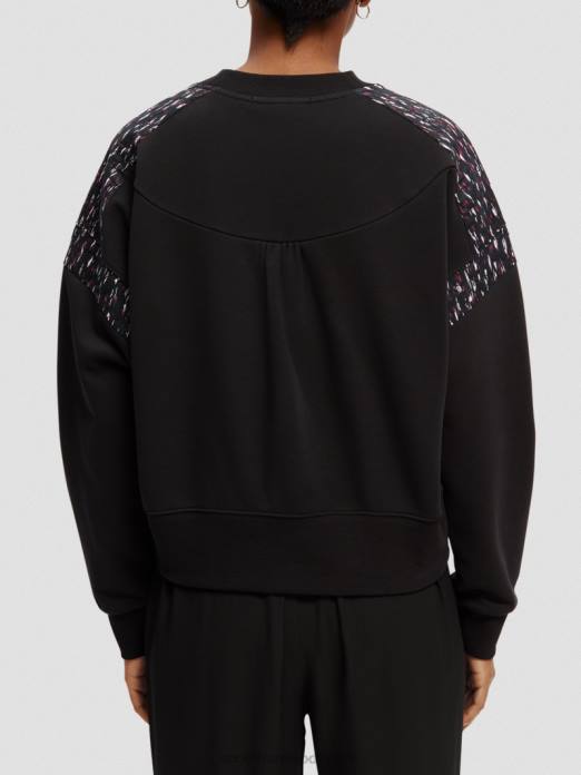 Scotch & Soda femmes sweat-shirt à empiècement matelassé coupe décontractée noir vêtements 4HB4210