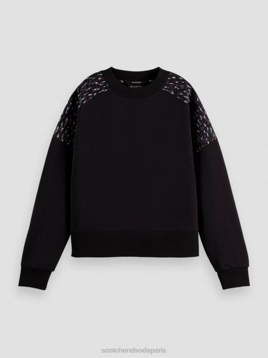 Scotch & Soda femmes sweat-shirt à empiècement matelassé coupe décontractée noir vêtements 4HB4210