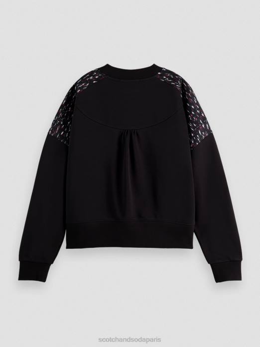 Scotch & Soda femmes sweat-shirt à empiècement matelassé coupe décontractée noir vêtements 4HB4210