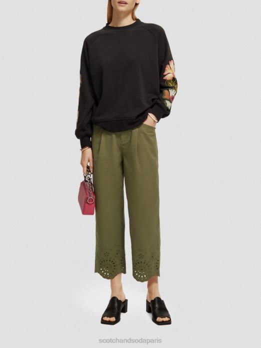 Scotch & Soda femmes sweat-shirt ras du cou à manches brodées noir vêtements 4HB4209