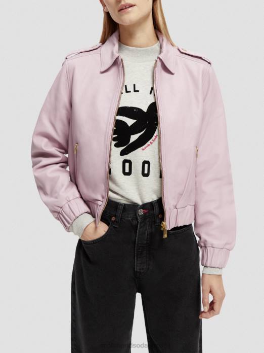 Scotch & Soda femmes blouson aviateur en cuir lavande vêtements 4HB4143
