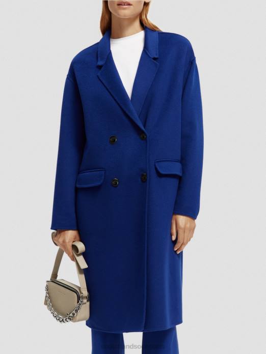 Scotch & Soda femmes manteau à double boutonnage en laine mélangée mélange bleu vif vêtements 4HB4140