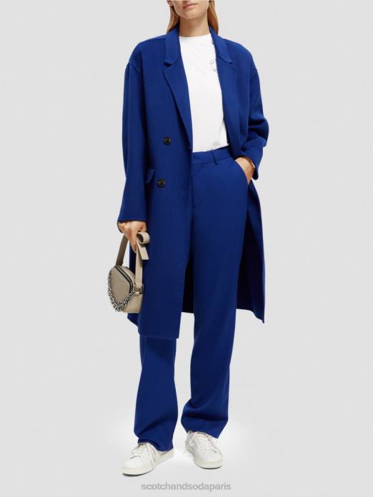 Scotch & Soda femmes manteau à double boutonnage en laine mélangée mélange bleu vif vêtements 4HB4140