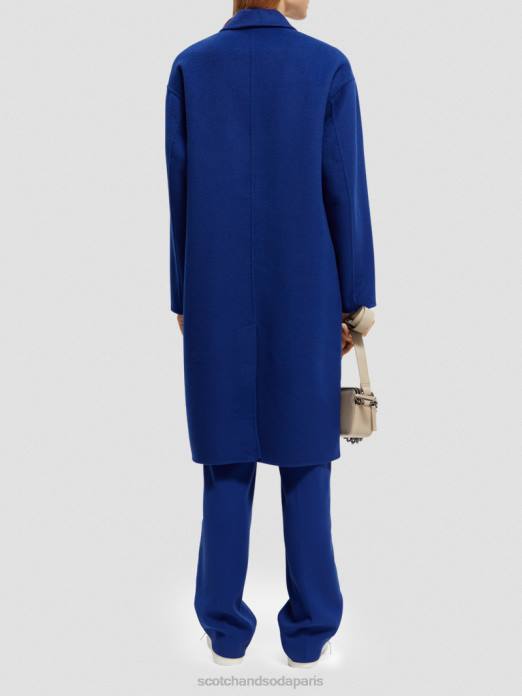 Scotch & Soda femmes manteau à double boutonnage en laine mélangée mélange bleu vif vêtements 4HB4140