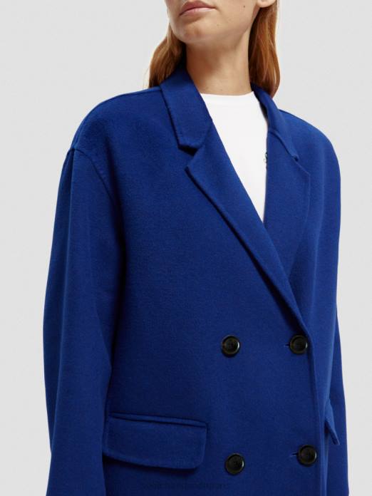 Scotch & Soda femmes manteau à double boutonnage en laine mélangée mélange bleu vif vêtements 4HB4140