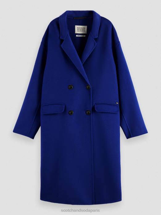 Scotch & Soda femmes manteau à double boutonnage en laine mélangée mélange bleu vif vêtements 4HB4140
