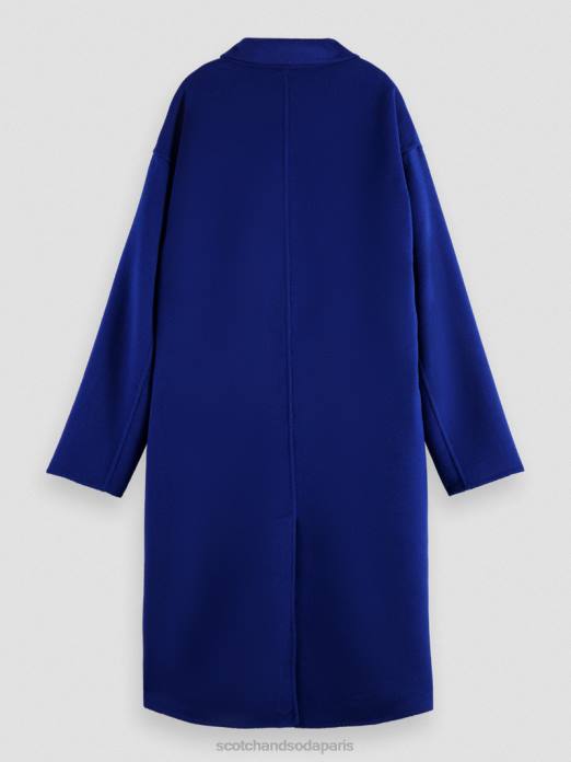 Scotch & Soda femmes manteau à double boutonnage en laine mélangée mélange bleu vif vêtements 4HB4140