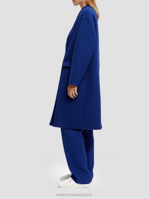 Scotch & Soda femmes manteau à double boutonnage en laine mélangée mélange bleu vif vêtements 4HB4140