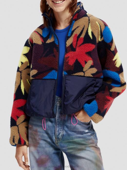 Scotch & Soda femmes veste anorak en polaire teddy camouflage de fleurs vêtements 4HB4135