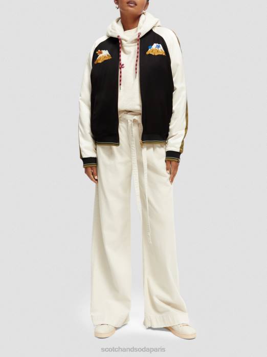 Scotch & Soda femmes veste bomber à broderies raglan noir vêtements 4HB4130