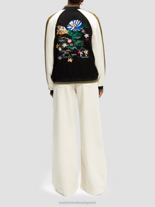 Scotch & Soda femmes veste bomber à broderies raglan noir vêtements 4HB4130