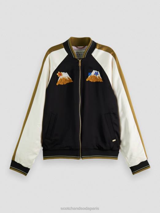 Scotch & Soda femmes veste bomber à broderies raglan noir vêtements 4HB4130