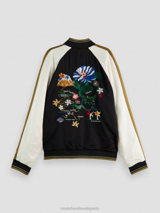 Scotch & Soda femmes veste bomber à broderies raglan noir vêtements 4HB4130