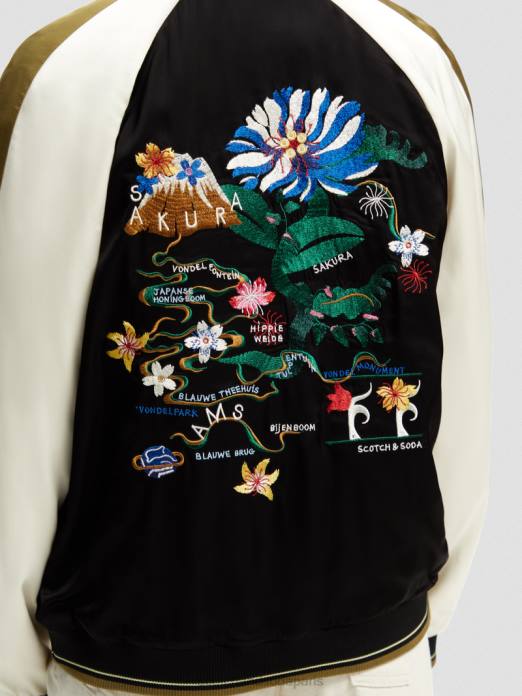 Scotch & Soda femmes veste bomber à broderies raglan noir vêtements 4HB4130