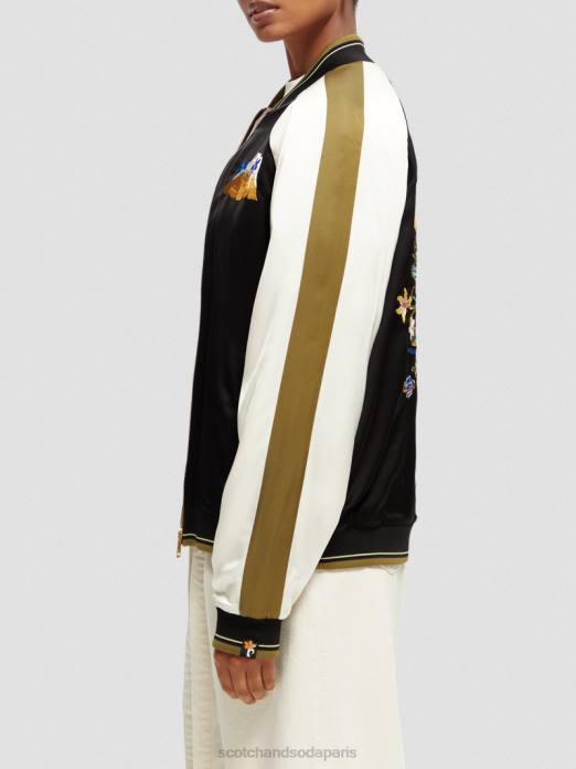 Scotch & Soda femmes veste bomber à broderies raglan noir vêtements 4HB4130
