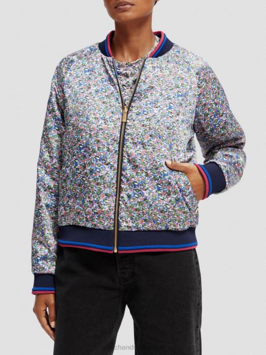Scotch & Soda femmes veste bomber matelassée réversible imprimée Rosaria kaki vêtements 4HB4134