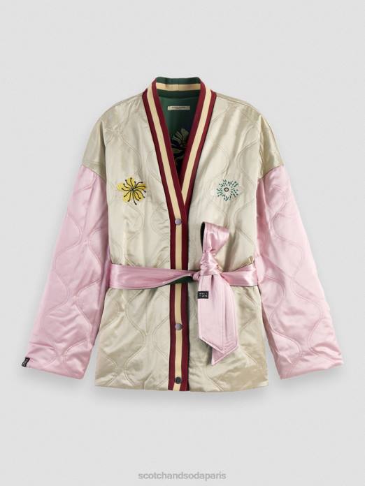 Scotch & Soda femmes veste bomber réversible style kimono à broderies militaire vêtements 4HB4132