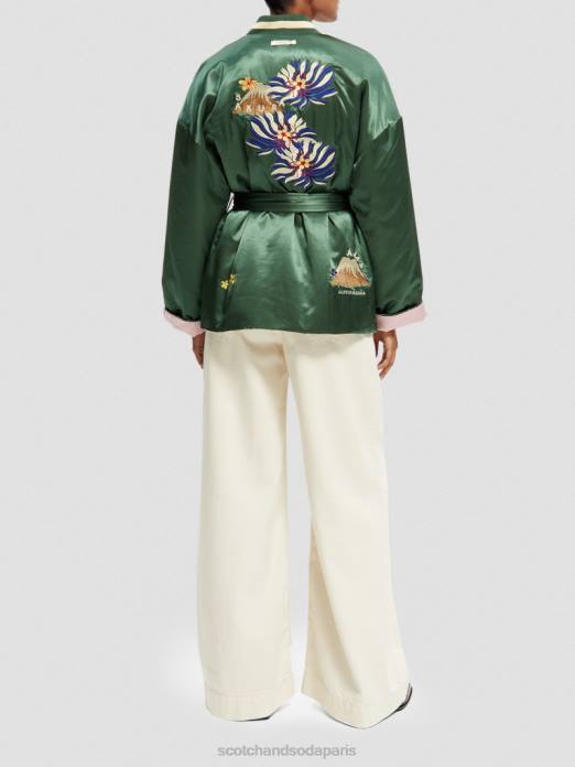 Scotch & Soda femmes veste bomber réversible style kimono à broderies militaire vêtements 4HB4132