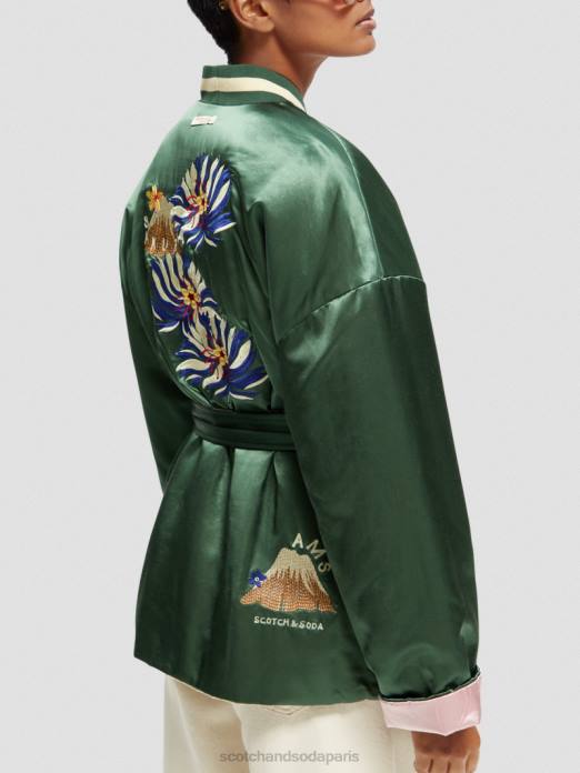 Scotch & Soda femmes veste bomber réversible style kimono à broderies militaire vêtements 4HB4132