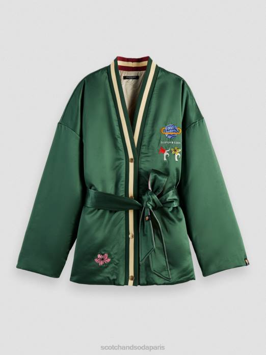 Scotch & Soda femmes veste bomber réversible style kimono à broderies militaire vêtements 4HB4132