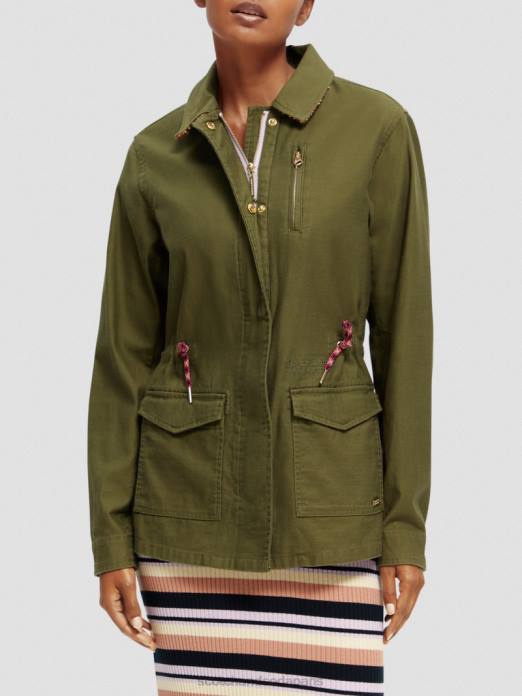 Scotch & Soda femmes veste utilitaire de travail en coton biologique armée verte vêtements 4HB4139