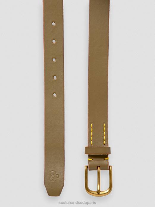 Scotch & Soda Hommes ceinture en cuir kaki accessoires 4HB4718