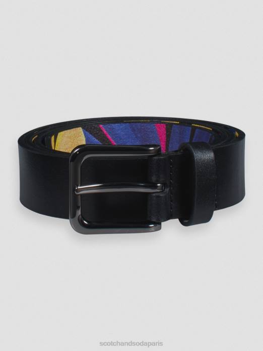 Scotch & Soda Hommes ceinture en cuir noir accessoires 4HB4722