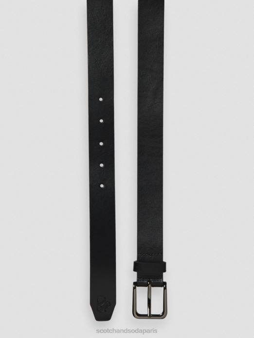 Scotch & Soda Hommes ceinture en cuir noir accessoires 4HB4722