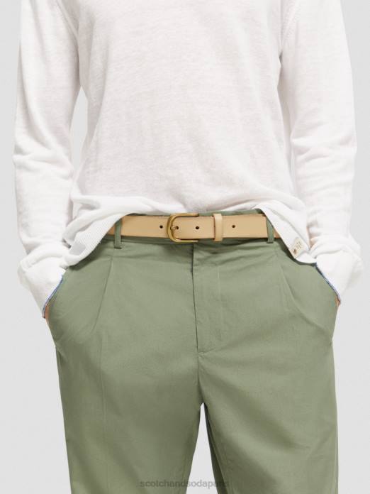Scotch & Soda Hommes ceinture en cuir sable accessoires 4HB4716