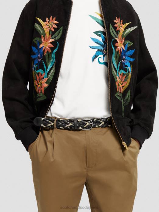 Scotch & Soda Hommes ceinture en cuir tressé et cordon noir accessoires 4HB4719