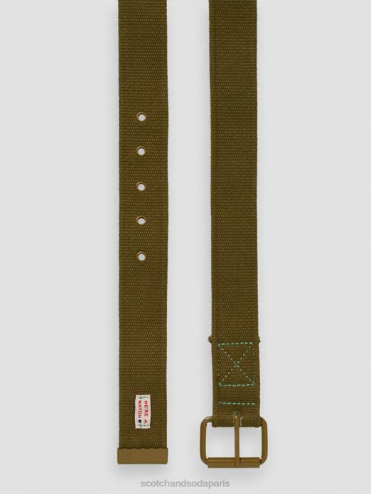 Scotch & Soda Hommes ceinture en toile kaki accessoires 4HB4711