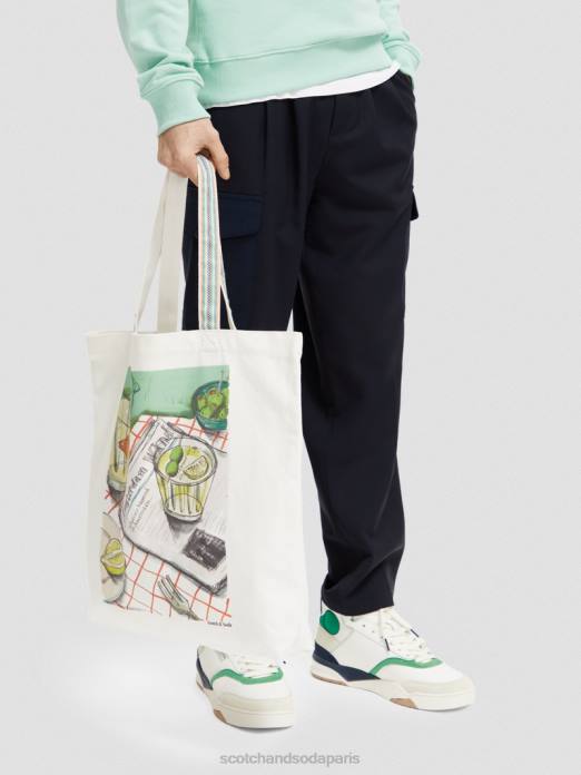 Scotch & Soda Hommes sac fourre-tout en toile blanc accessoires 4HB4701