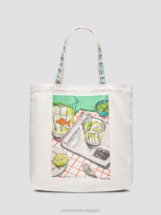 Scotch & Soda Hommes sac fourre-tout en toile blanc accessoires 4HB4701