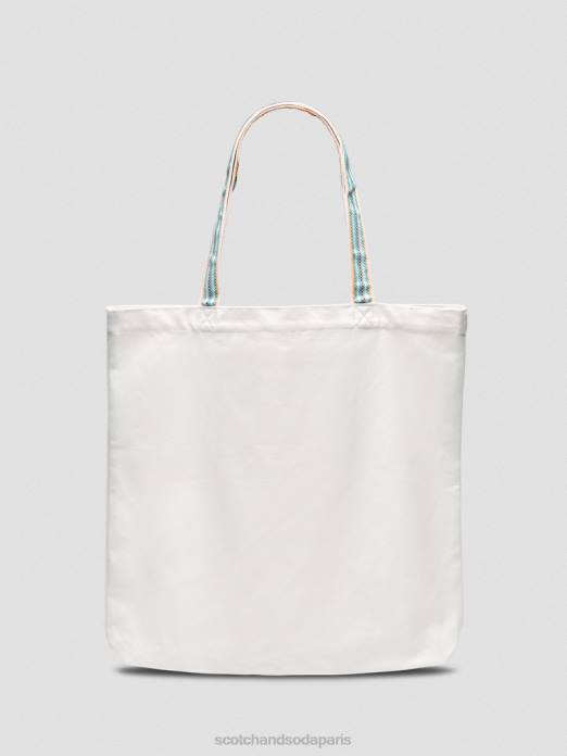 Scotch & Soda Hommes sac fourre-tout en toile blanc accessoires 4HB4701