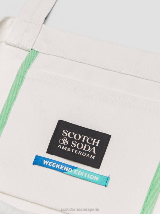 Scotch & Soda Hommes sac fourre-tout en toile blanc accessoires 4HB4701