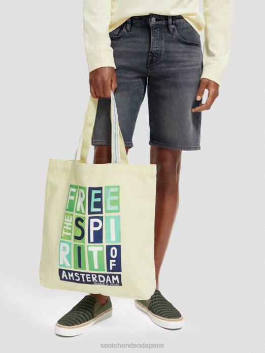 Scotch & Soda Hommes sac fourre-tout en toile jonquille accessoires 4HB4702