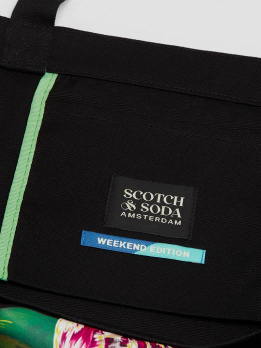 Scotch & Soda Hommes sac fourre-tout en toile noir accessoires 4HB4700