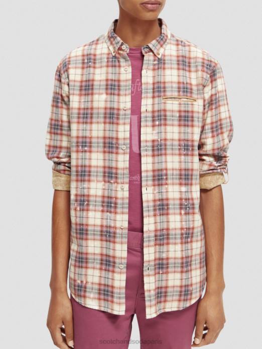 Scotch & Soda Hommes chemise bio à carreaux contrecollés avec réglage des manches combiner un vêtements 4HB4312