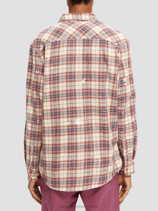 Scotch & Soda Hommes chemise bio à carreaux contrecollés avec réglage des manches combiner un vêtements 4HB4312