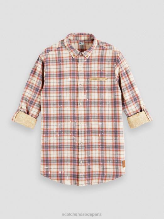 Scotch & Soda Hommes chemise bio à carreaux contrecollés avec réglage des manches combiner un vêtements 4HB4312