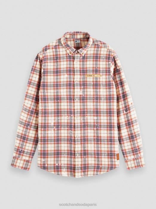 Scotch & Soda Hommes chemise bio à carreaux contrecollés avec réglage des manches combiner un vêtements 4HB4312