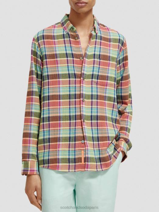 Scotch & Soda Hommes chemise contrecollée coupe classique avec ajustement des manches vérification multiple vêtements 4HB4335