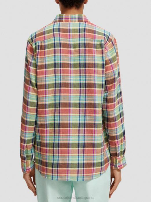 Scotch & Soda Hommes chemise contrecollée coupe classique avec ajustement des manches vérification multiple vêtements 4HB4335