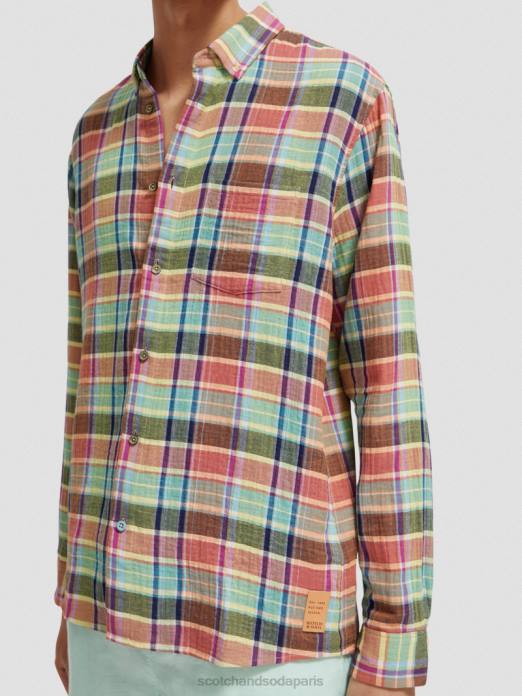 Scotch & Soda Hommes chemise contrecollée coupe classique avec ajustement des manches vérification multiple vêtements 4HB4335