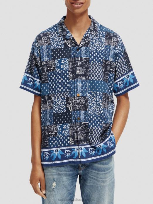 Scotch & Soda Hommes chemise de camp en coton biologique à imprimés mélangés combiner un vêtements 4HB4286