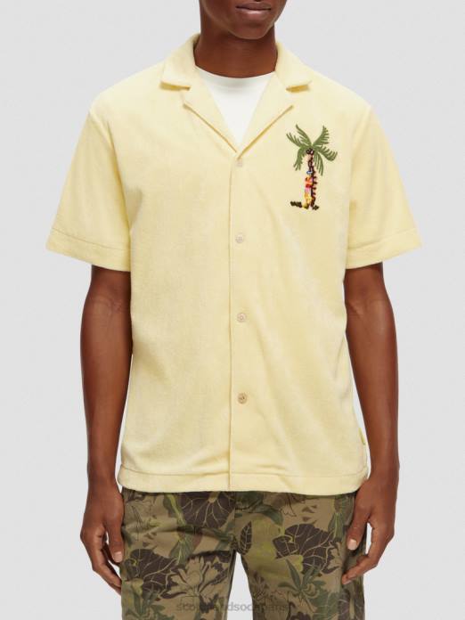 Scotch & Soda Hommes chemise de camp en tissu éponge brodé banane vêtements 4HB4297